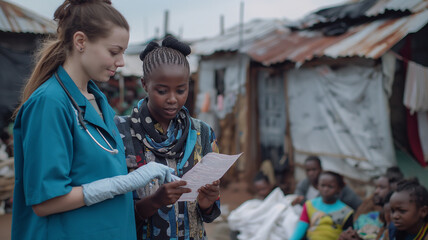 Female Doctor Helping Patient in Poverty-Stricken Area