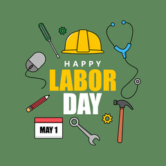 Flat vector illustration for labor day celebration