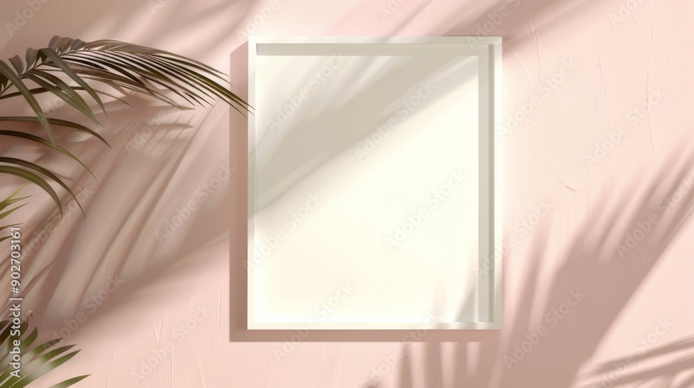 Wall mural white blank square frame for mock up and display products with pastel colors
