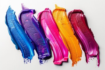 Fototapeta premium abstract colorful paint brush strokes on a white background 