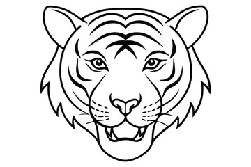 Tiger head line art illustration Design Concepts