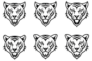 Tiger head line art illustration Design Concepts