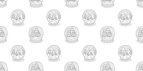 Crystal snow globes vector hand drawn seamless pattern