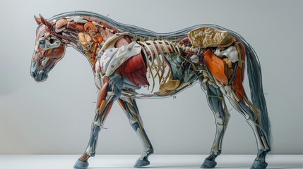 Anatomical Model of a Horse Displaying Detailed Internal Structure in Educational Setting