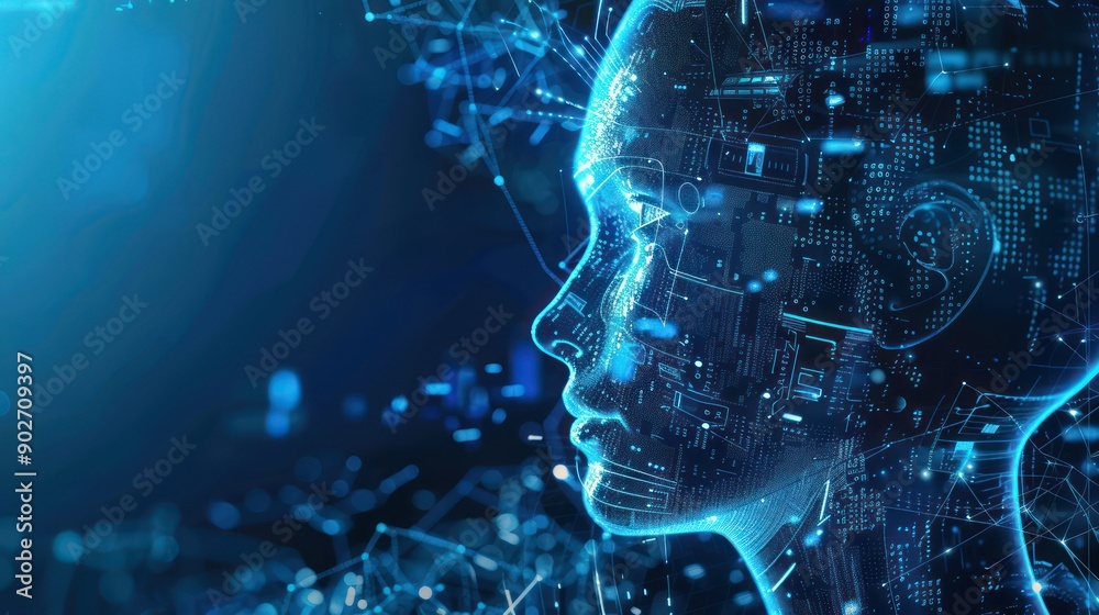 Wall mural ai concept visualization with futuristic elements and digital art