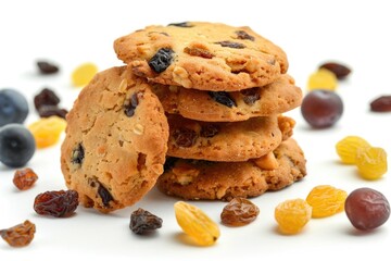 A stack of sweet treats featuring juicy raisins and plump blueberries