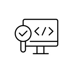 Software testing outline icons, minimalist vector illustration ,simple transparent graphic element .Isolated on white background