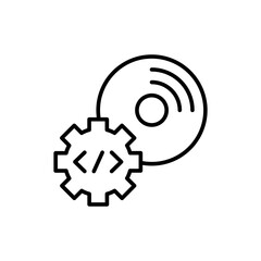 Software testing outline icons, minimalist vector illustration ,simple transparent graphic element .Isolated on white background