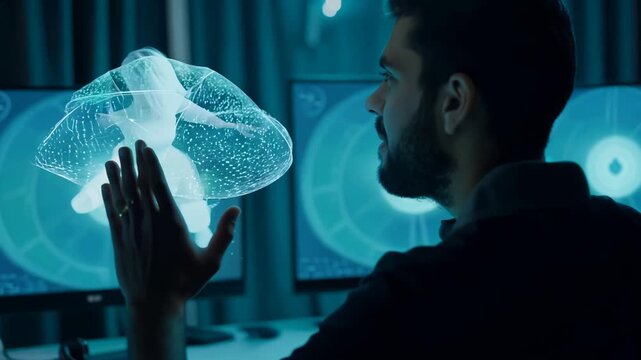 A talented artist illustrates innovative animation methods using dual computer screens in a contemporary workspace