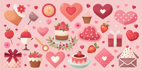  Valentine's Day heart and love elements