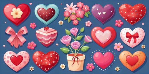  Valentine's Day heart and love elements