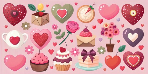  Valentine's Day heart and love elements