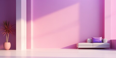 empty room with pink and purple wall background 