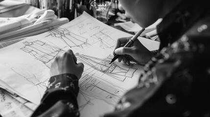 a fashion designer sketching new clothing designs