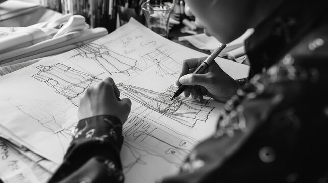 a fashion designer sketching new clothing designs