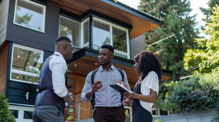 real estate agent showing a home to potential buyers