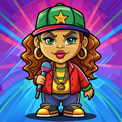 black hip-hop gangsta girl vector illustration