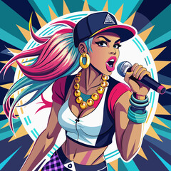 black hip-hop gangsta girl vector illustration