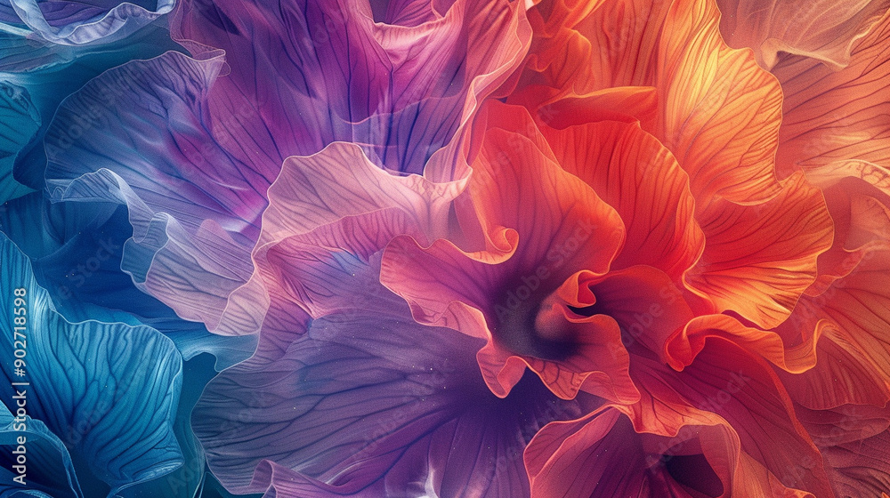 Wall mural chromostereopsis effect where certain color combinations appear to be at different depths