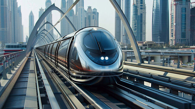 a hyperloop train in a futuristic transportation system