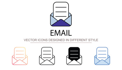 Email icon design with white background stock illustration