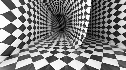 Naklejka premium Hering illusion where straight lines appear to curve due to background patterns
