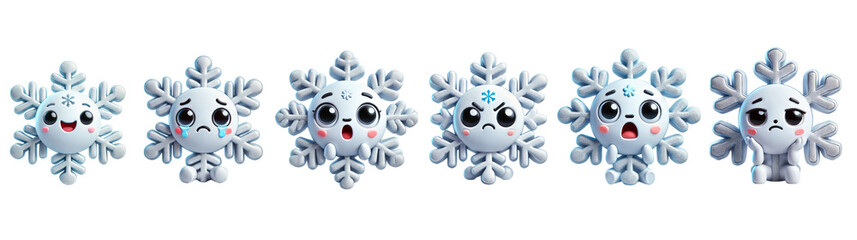 Fototapeta premium snowflake christmas 3D Toys for children, avatar cartoon character cute emotions style, illustration vector