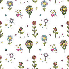Fototapeta premium childrens style colorful floral pattern. 