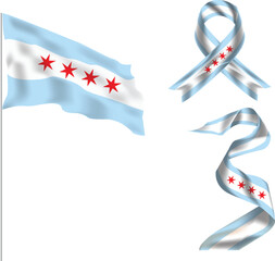 chicago flag clipart isolated on white background. set of chicago flags png.