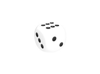 Number 6 on white dice isolated on white