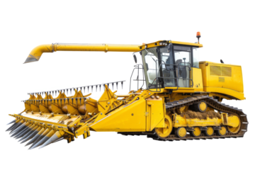corn harvester with its attachments, displayed on a white background.
