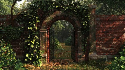 Obraz premium Brick gate in a garden