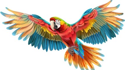 Fototapeta premium Colorful Parrot Oil Painting With Beautiful Wings Picture For Children