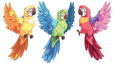 Colorful Parrot Oil Painting With Beautiful Wings Picture For Children
