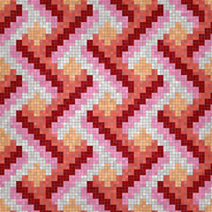 Mosaic tiles decorative background, seamless repeating vector pattern template for  wallpaper, background, wood print, metal print, plastic print, glass print, decor