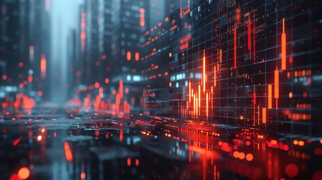 A minimalist depiction of AIpowered financial trading algorithms, more clarity with clear light and sharp focus, high detailed