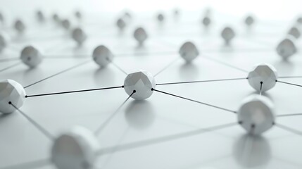 A minimalist design of AI network nodes connected with sleek lines, more clarity with clear light and sharp focus, high detailed