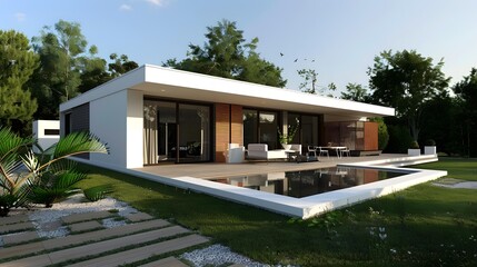 Modern House With Swimming Pool And Garden Design