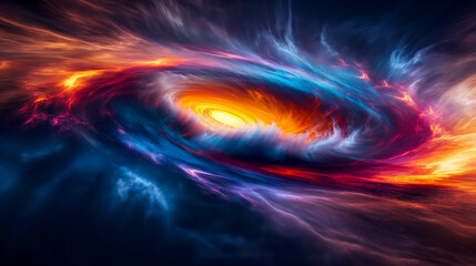 Fototapeta premium dynamic representation of a black hole with swirling colors.