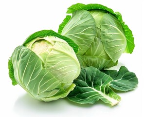 Fototapeta premium Fresh Green Cabbage with Delicate Leaves