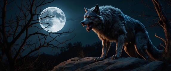 wolf howling at the moon