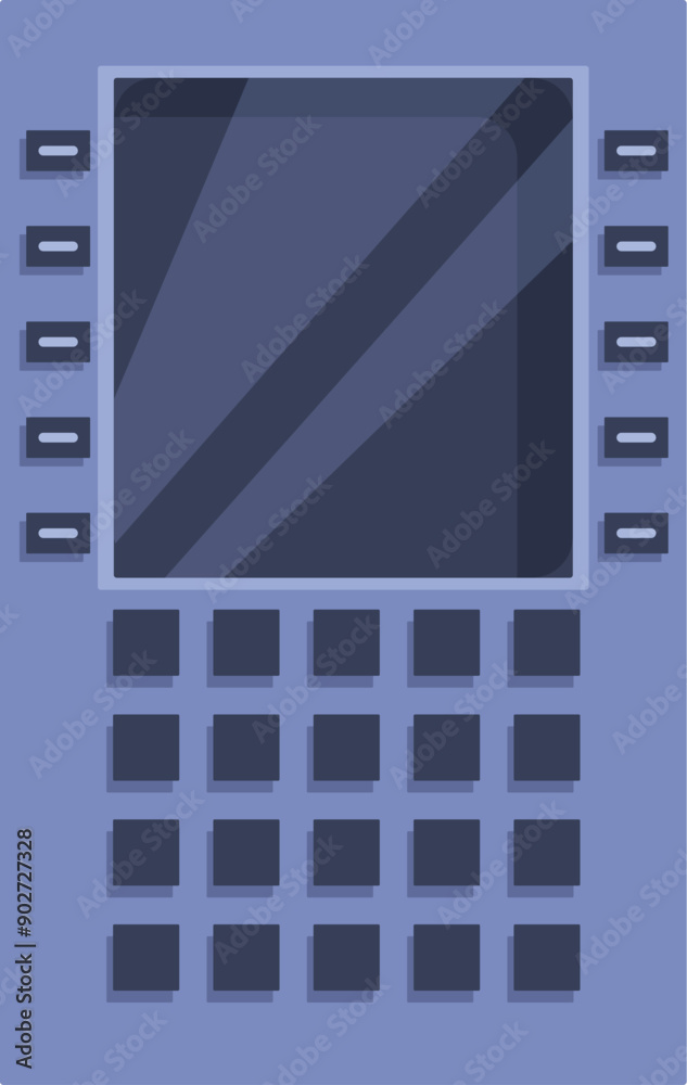 Poster modern intercom system with a blank display screen and buttons, allowing for communication and acces