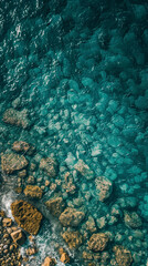 Aerial view ocean water texture turquoise waves crashing great barrier reef abstract nature pattern summer holiday background deep blue coral sea above shot wallpaper tropical beauiful coastline 