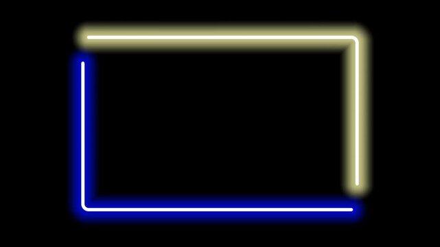 Red neon animation with the blinking text 'subscribe' and 'like', featuring two neon progress bars in blue and yellow forming a rectangle
