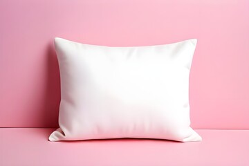 White cushion pillow placed on a pink background 
