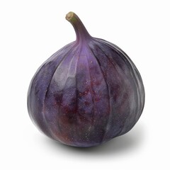 Single Ripe Purple Fig on White Background