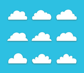 Simple white clouds Set with blue background