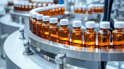 Bottling of medicines in a pharmaceutical plant