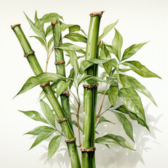 Fototapeta premium Watercolor Bamboo, clipart Illustration, Generative Ai