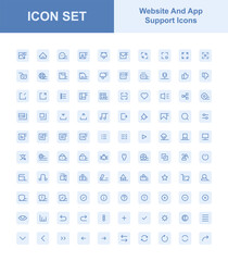set of website and app support icons